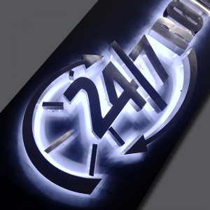 Leading Manufacturer for China Wall Shop Signage ABS Vacuum Forming Flat Logo Font Illuminated LED Halo Letter