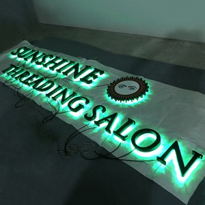 Factory directly China Textured Backlit Side Lighted Acrylic Mirror Metal Alphabet Letter Sign